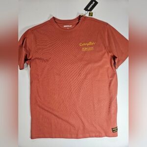 Caterpillar T-shirt Mens Medium Orange Heavyweight‎ Durable Workwear Tee